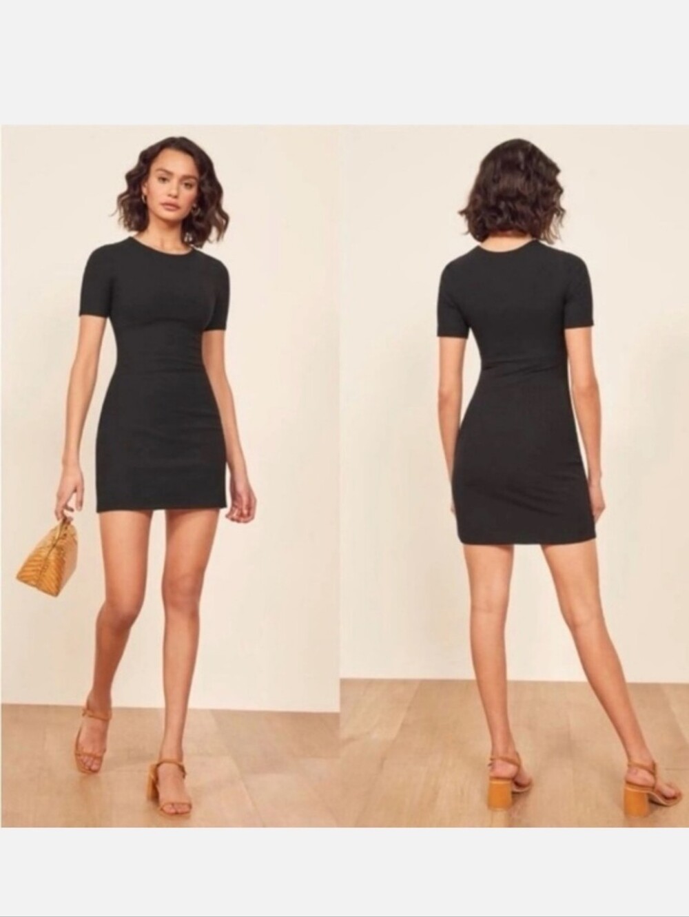 Reformation Jeans Kendy Black  Bodycon Mini Dress Short Sleeves - Picture 5 of 11